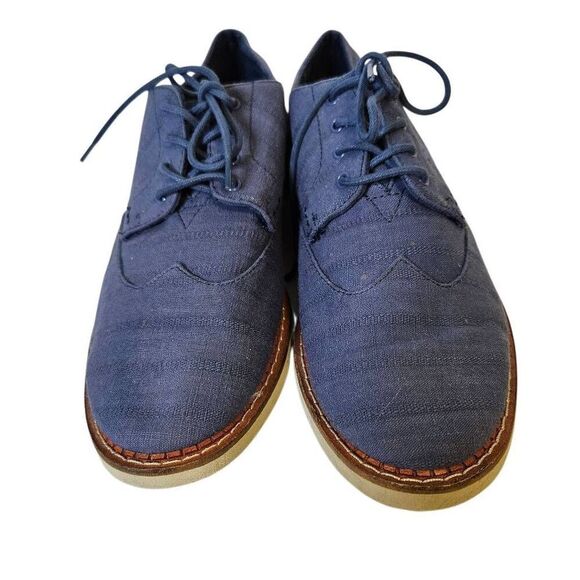 TOMS mens navy blue oxford shoes, canvas, casual. Size 8. - Picture 2 of 5